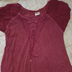 Advance Apparels dress Boho Fairy core Free Size Red %100 Cotton Womens